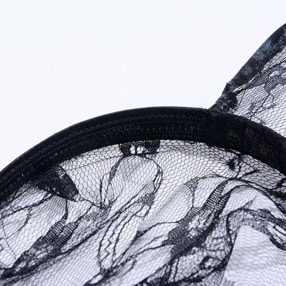 ONE LEFT! Gothic Bunny Ears Headband w Veil Lace - Picture 5 of 7